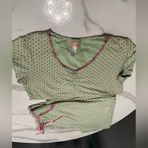 PINK & GREEN POLKA DOT PAJAMAS- SIZE M